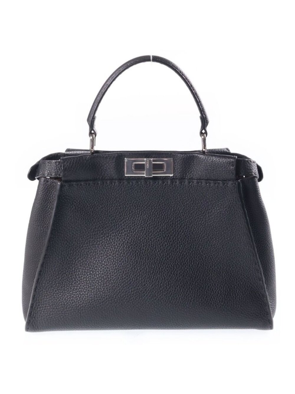 Fendi Peekaboo Selleria Medium 2-Way Shoulder Bag Black Leather